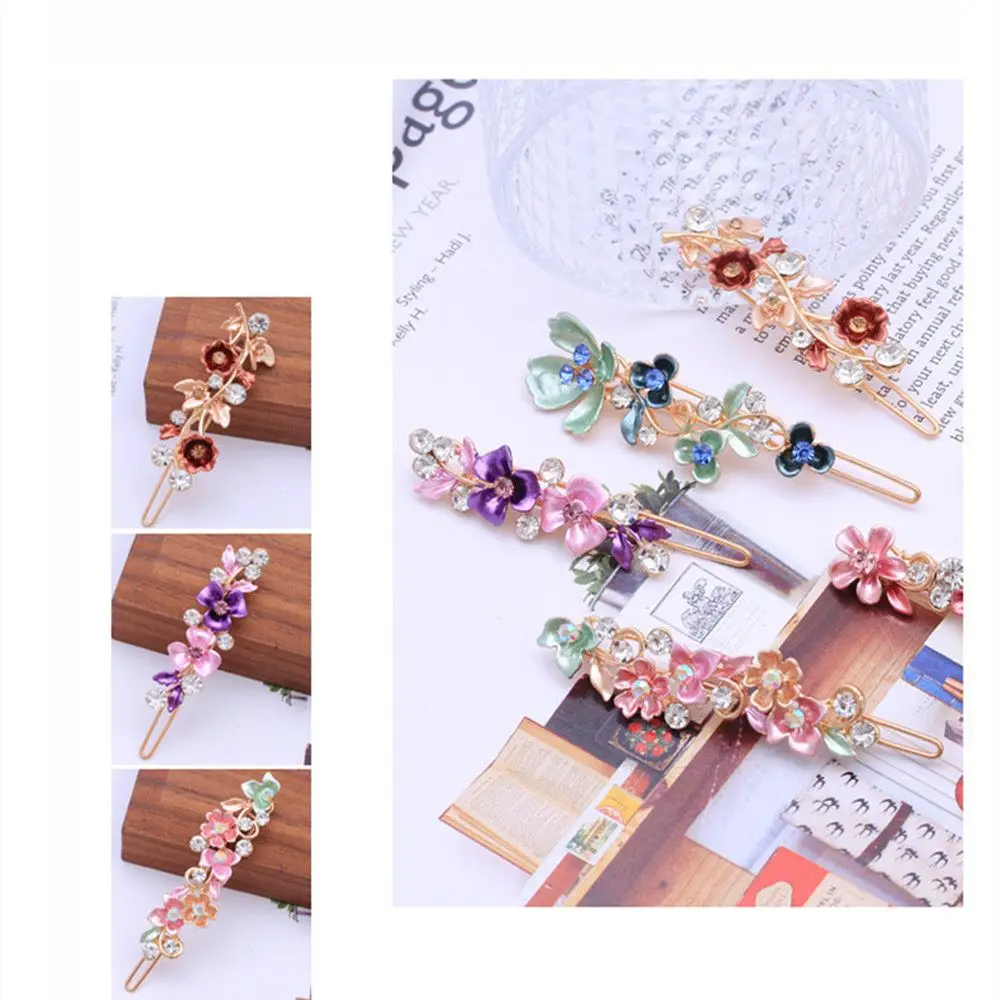 Elegant Party Wedding Accessories Rhinestone Hair Jewelry Floral Hairpin Headwear Hair Clip Barrettes