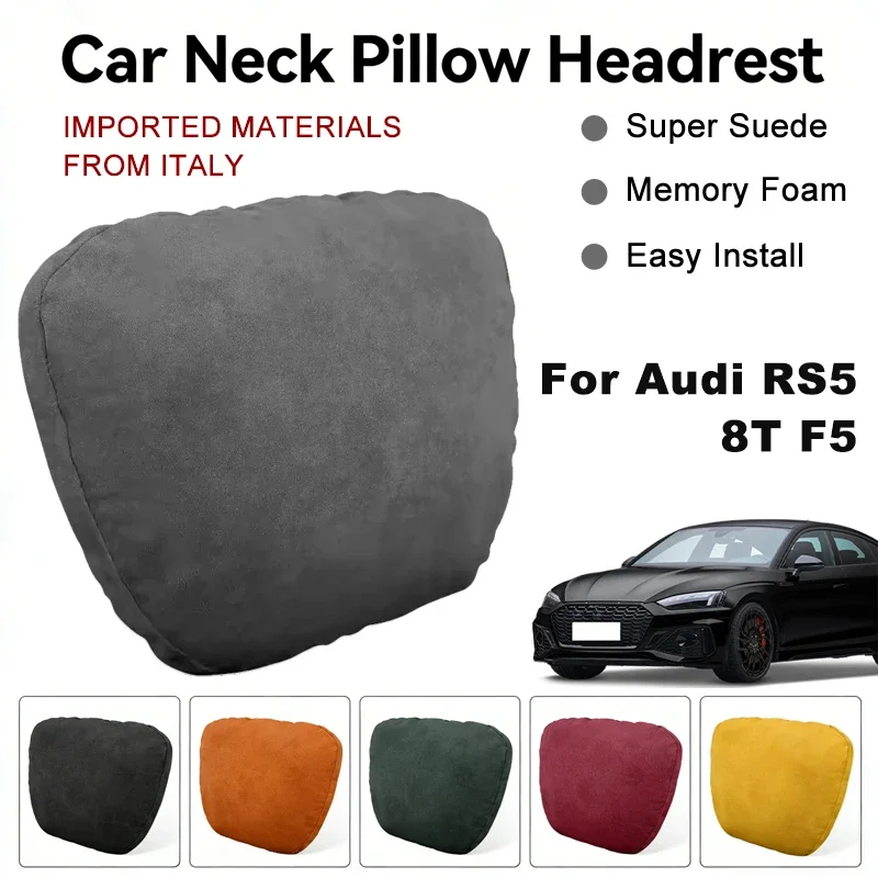 

Italy Suede Car Neck Rest Pillow For Audi RS5 8T F5 Seat Head Neck Support Cushion Auto Interior Accessories