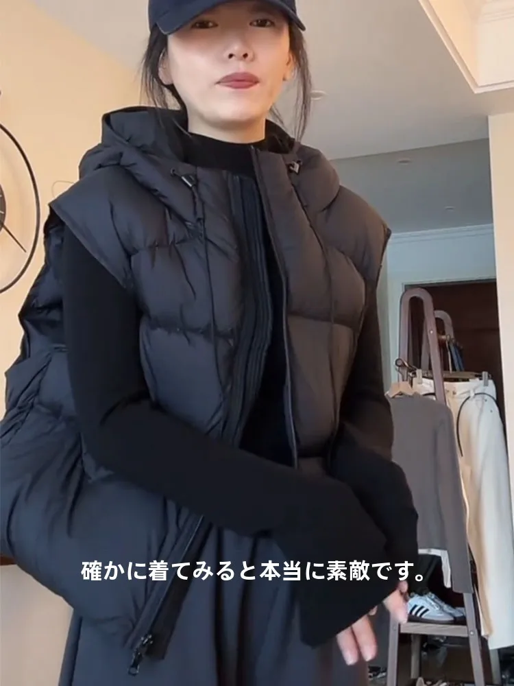 2026 New Women's Loose Goose down Vest Soft Fluffy Hooded Duck down Short Jacket Thickened Commute Style Pure Color