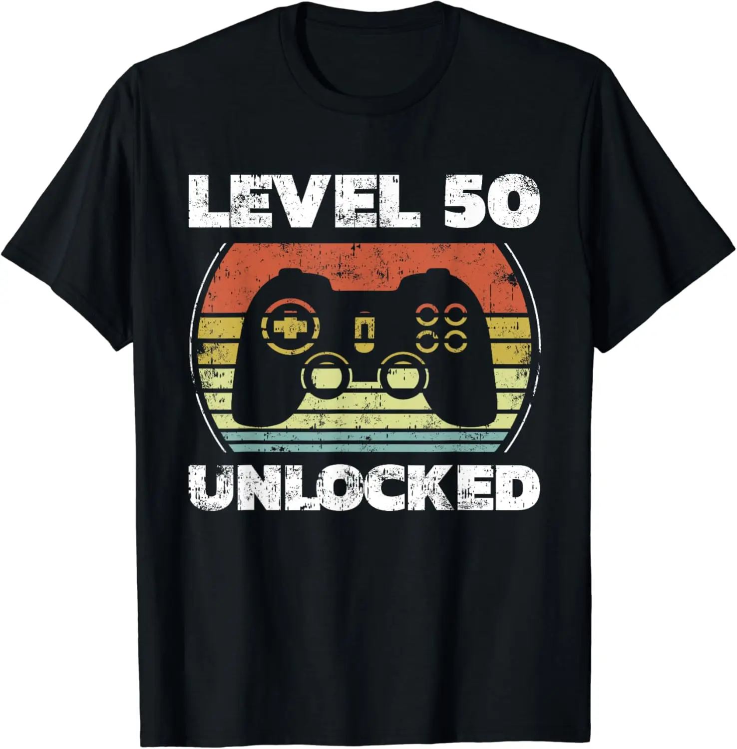 Level 50 Unlocked Funny Video Gamer 50th Birthday T-Shirt,Crew T-shirt