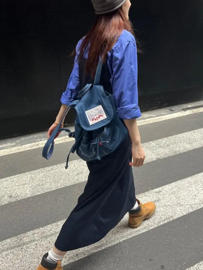 JIAERDI Vintage Denim Backpack Women 2023 New Retro Letter Casual Blue Backpack Schoolbag Ladies Harajuku Y2k Mochila Aesthetic