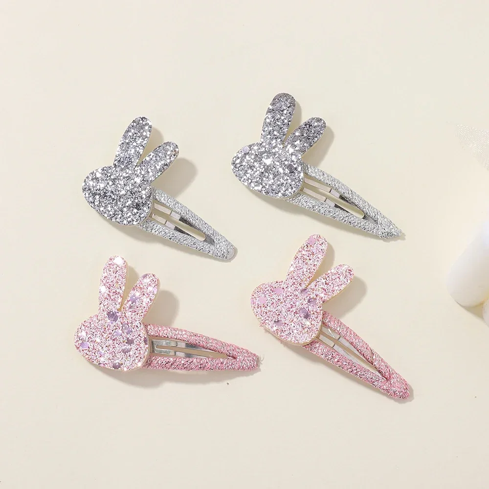 10Pcs Fashion New Glitter Flower Rabbit BB Handmade Hairpins For Cute Baby Girls Hair Clips Barrettes Headwear Hair Accessories