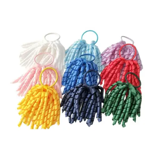 Imagen 2 del producto Cinta para el pelo Korker para niña, pinzas para lazos, borlas, coleteros, cintas rizadas, serpentinas, Corker, lazo elástico, escuela