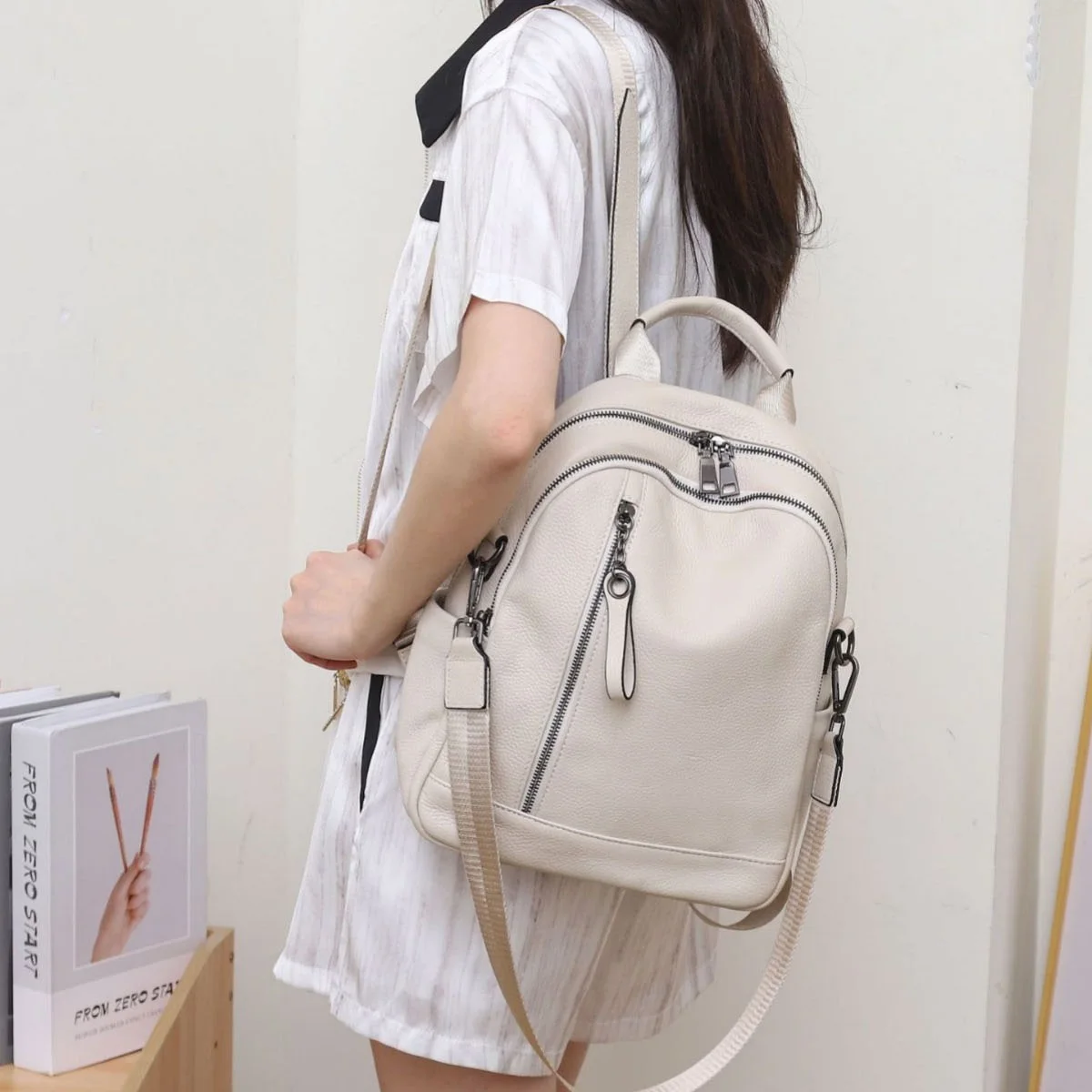 

Многофункциональный женский рюкзак из натуральной кожи, повседневная дорожная сумка из воловьей кожи для женщин, новинка 2023 года, сумка на плечо из коровьей кожи