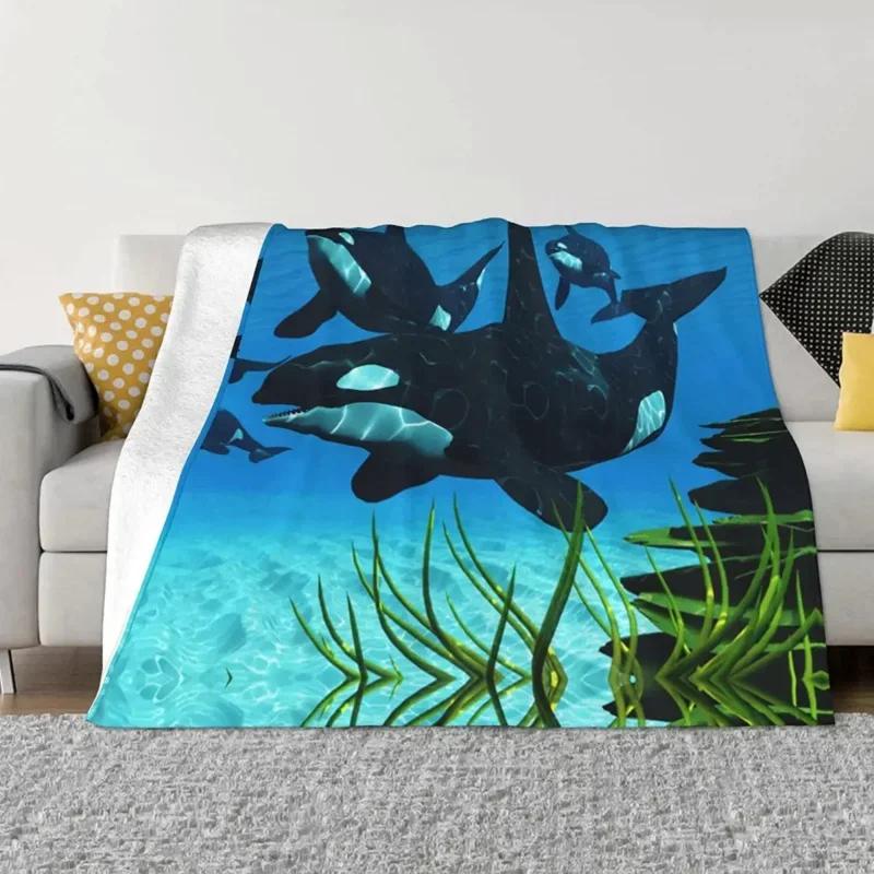 Killer Whale Orca Throw Blanket Ultra Soft Blanket Warm Thin Blanket for Home Bed Couch Blankets Bedspreads for Adults Children