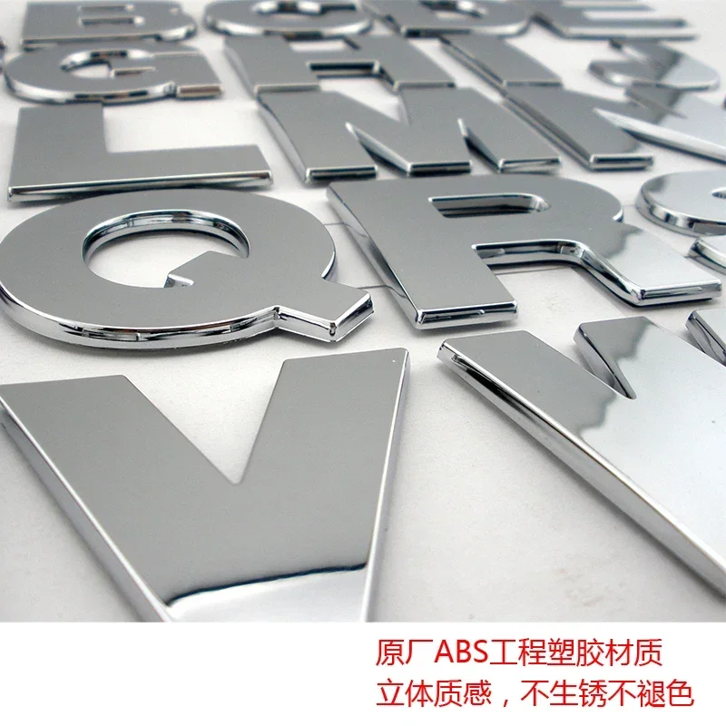 DIY 50mm High Customer Plastic 3d Chrome Letters Numbers Self Adhesive Alphabet Car Sticker Auto Sign Accessories Decoration