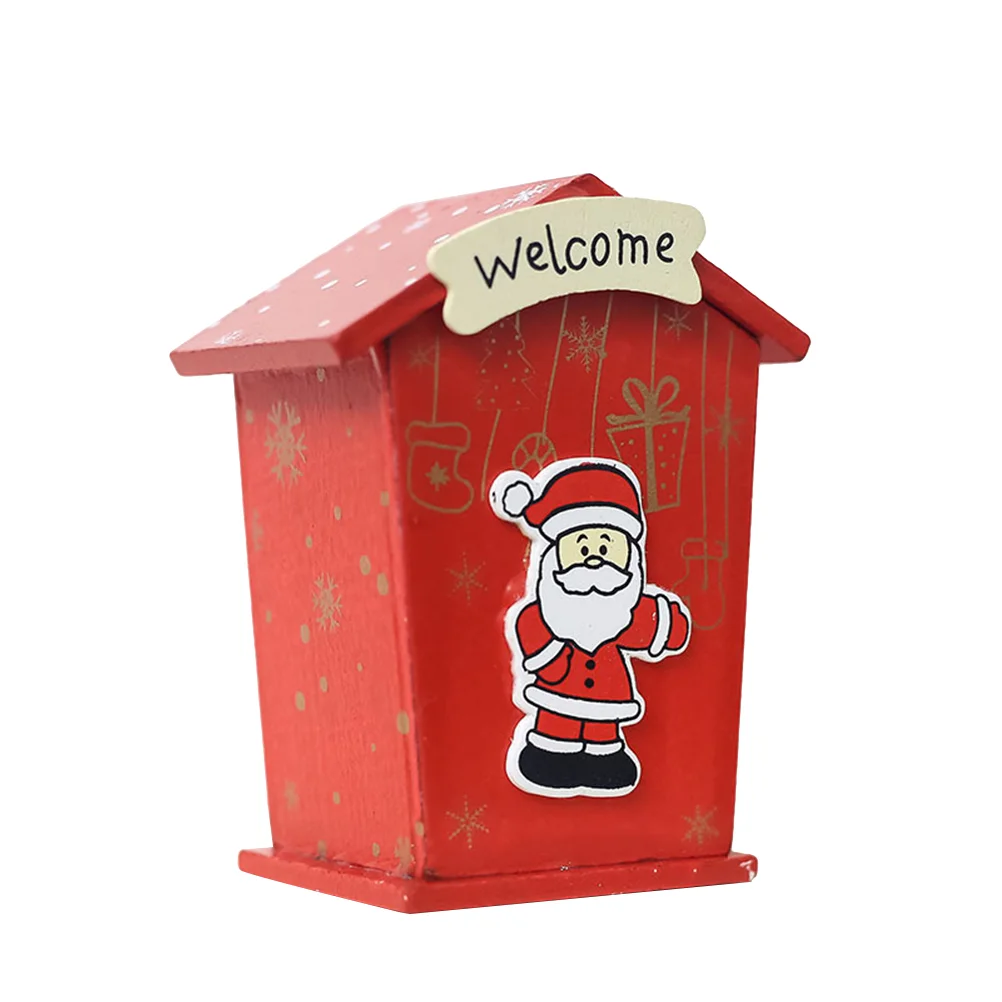 Creative Christmas Themed House Money Box Wooden Cartoon Piggy Bank Saving Box for Kids Children (Random Pattern)