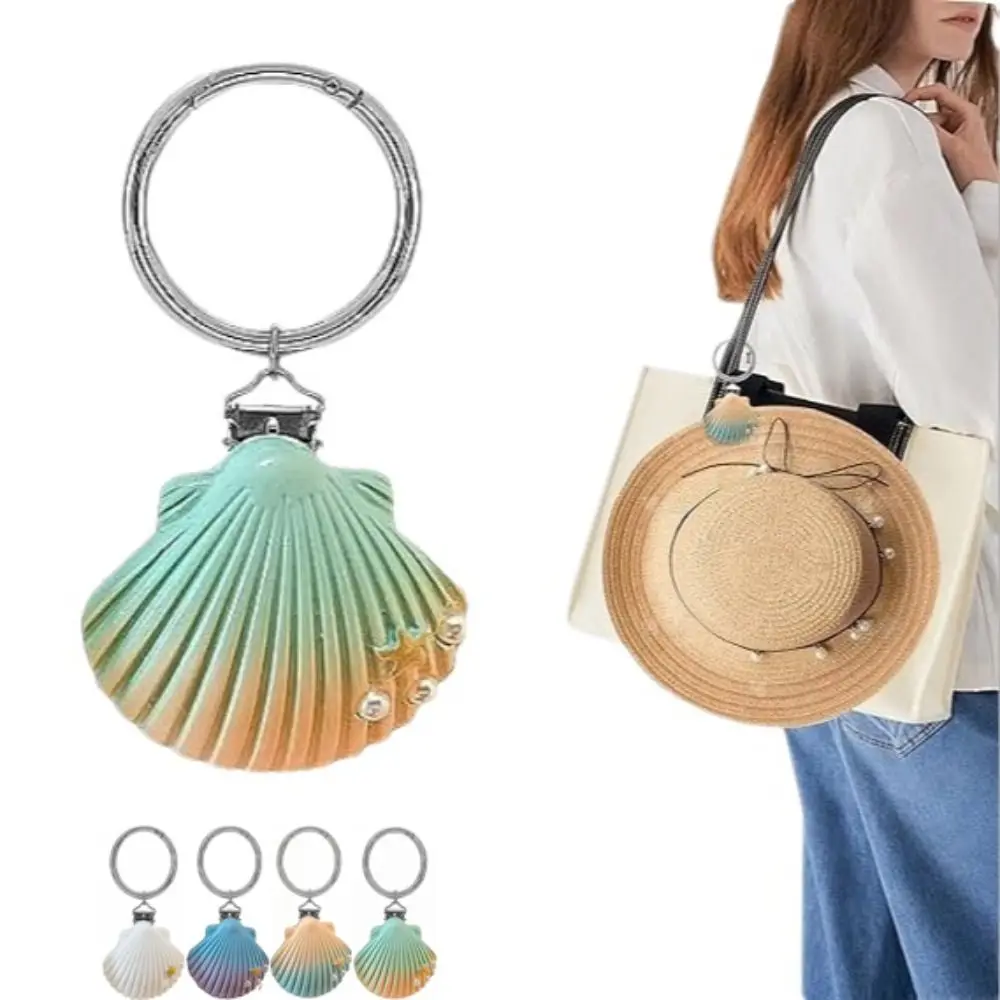 Fashion Shell Starfish Shaped Hat Clip Acrylic Clip Closure Bag Charm Gradient Finish Lightweight Hat Holder Beach Travel