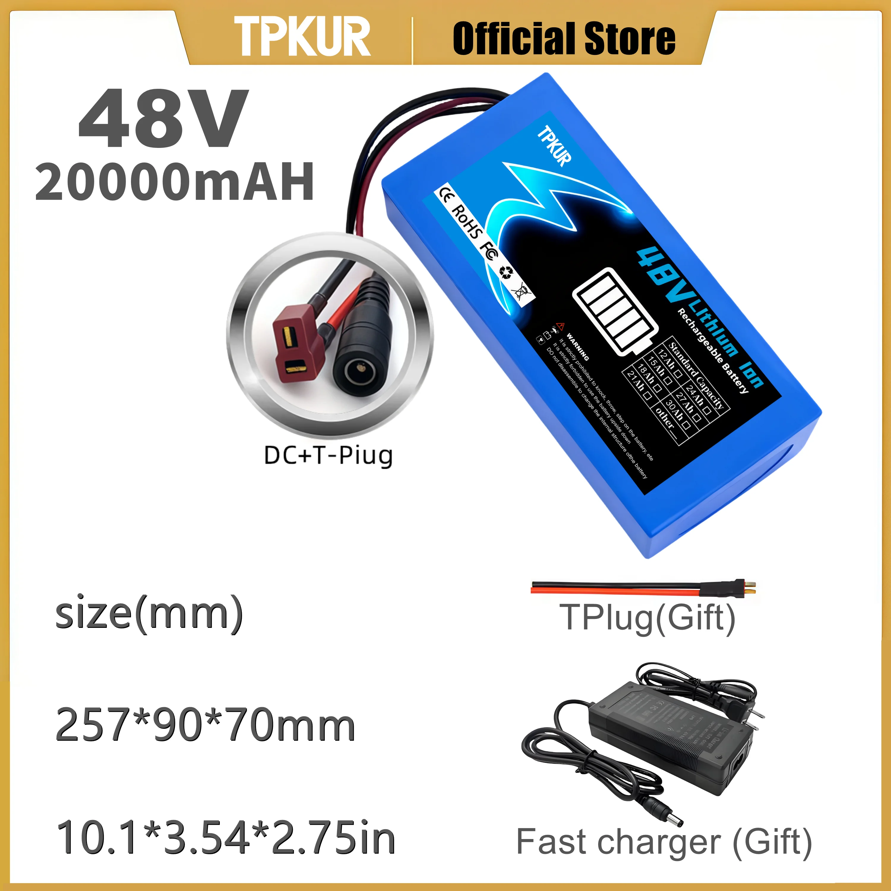 Brandneuer 48V Akku 10Ah 15Ah 20Ah 25Ah 30Ah 18650 Akkupack für 100-1500W Fahrräder, Roller & andere Motoren