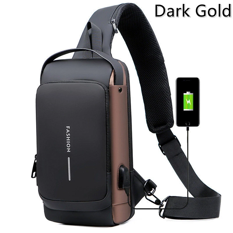 BD1 Newest Men\'s Anti-theft Chest Bag Shoulder Strap USB Rechargeable Crossbody School Short Distance Gym Men\'s Sports