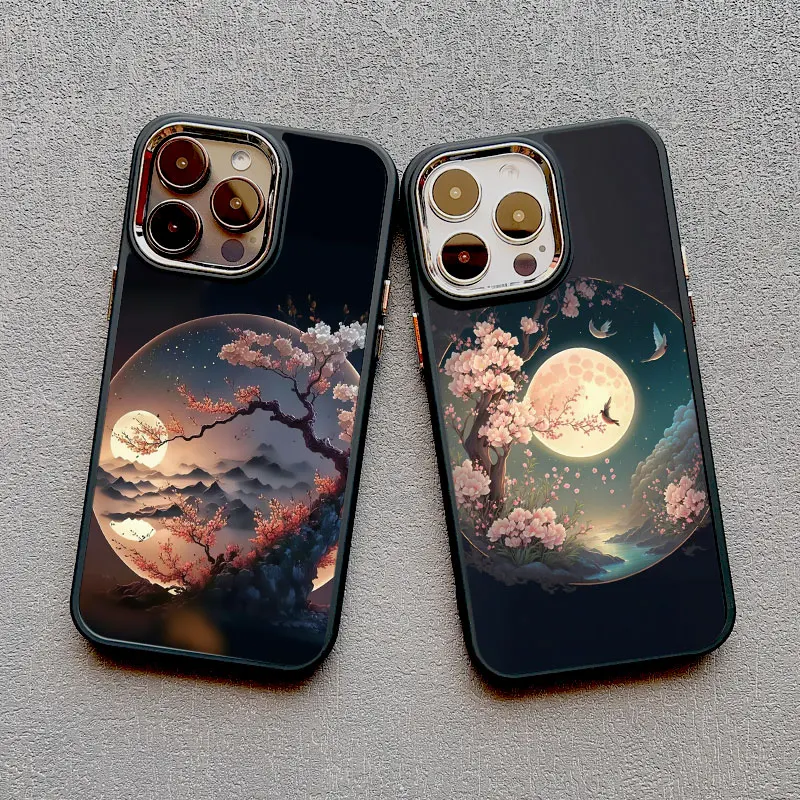 Luxe Maan Op De Tak Zachte Siliconen Telefoon Gevallen Voor iphone 16 13 12 11 Pro Max 15 14 Pro Max Plus XR X XS 7 8 plus SE2 Cover