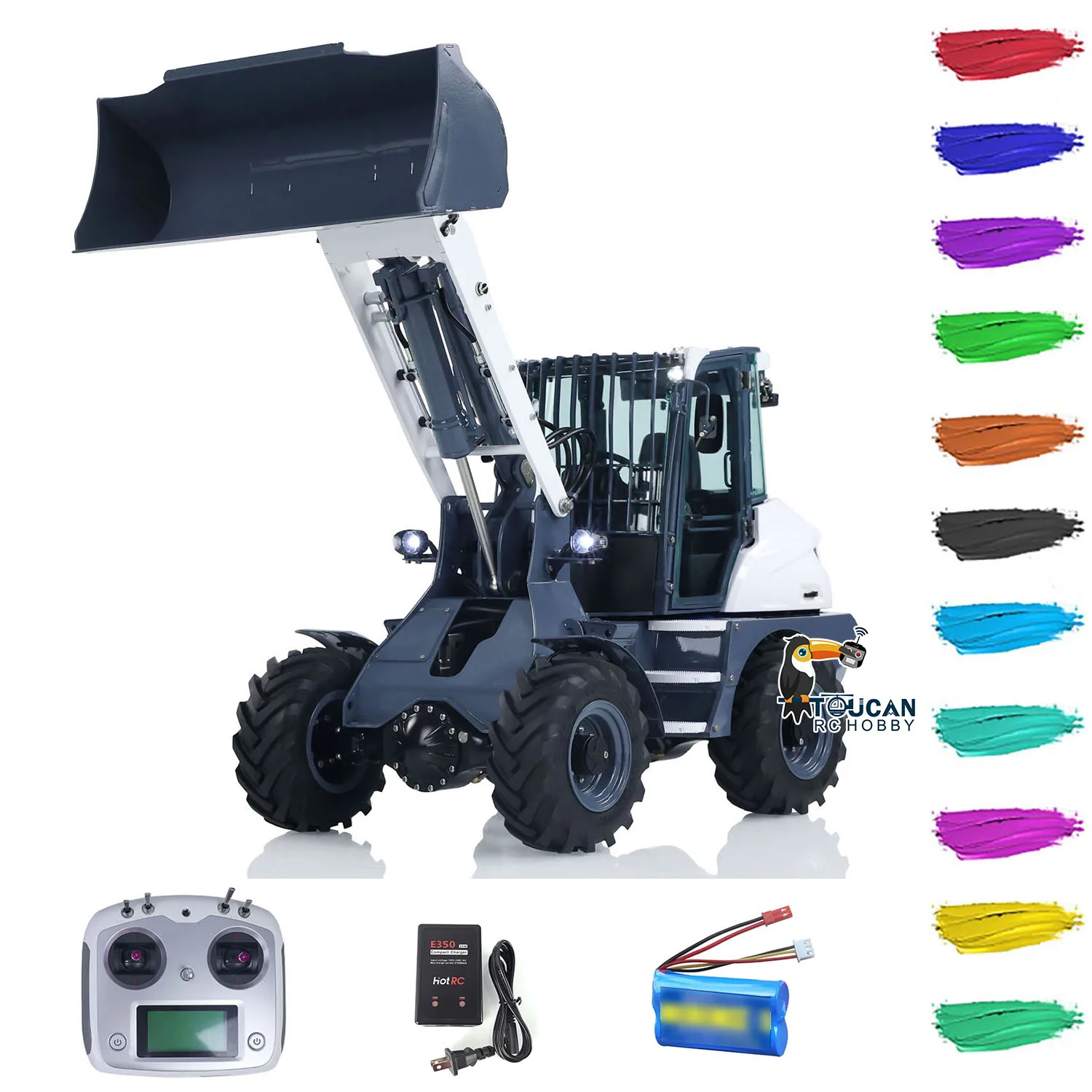 NEW LESU Metal Hydraulic RC Wheeled Loader 1/14 AOUE MCL8 RTR Radio Remote Control Construction Car Sound Lights Finished Toys