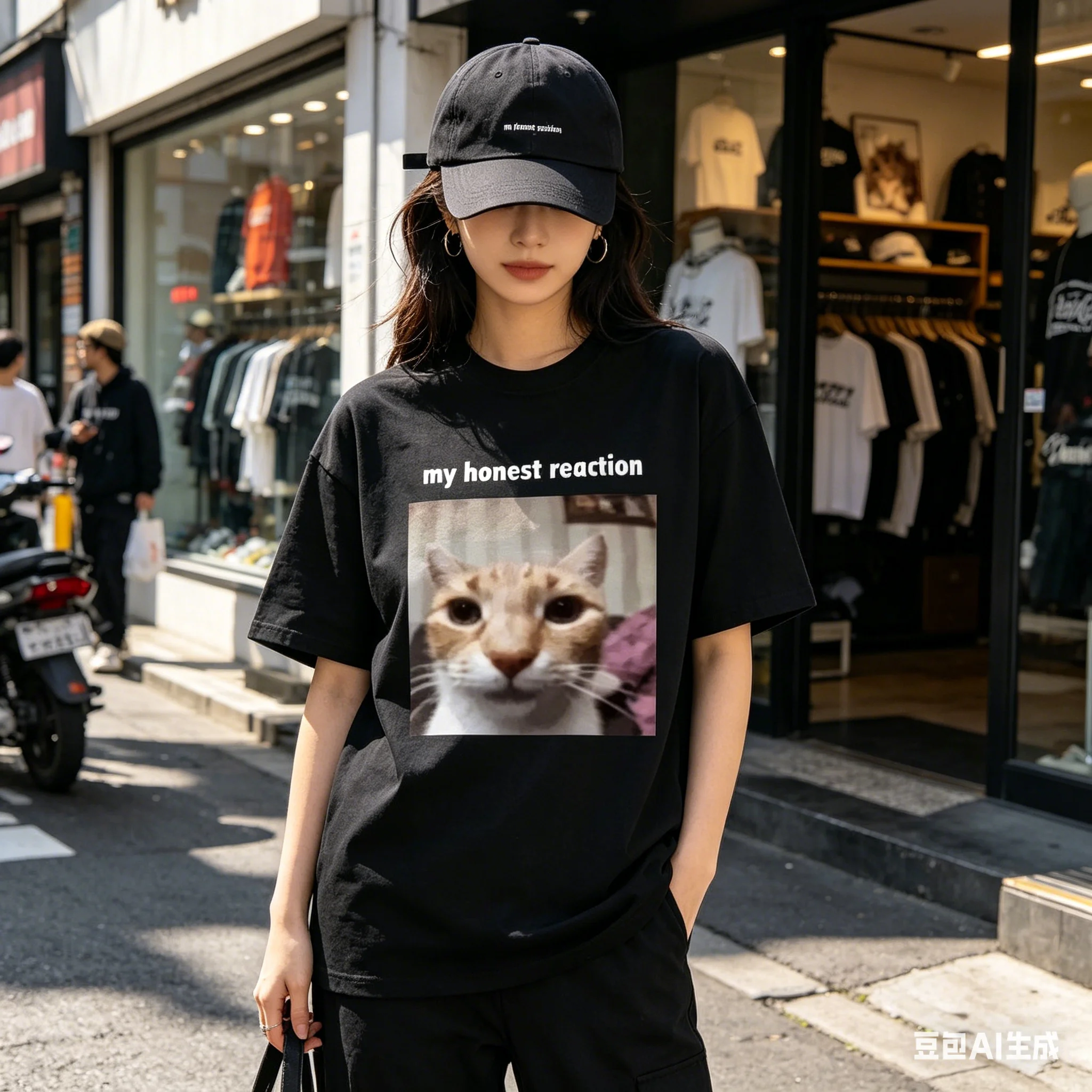 T-shirts My Honest Reaction avec imprimé chat amusant, t-shirts décontractés à manches courtes pour femmes, vêtements d'été humoristiques pour femmes