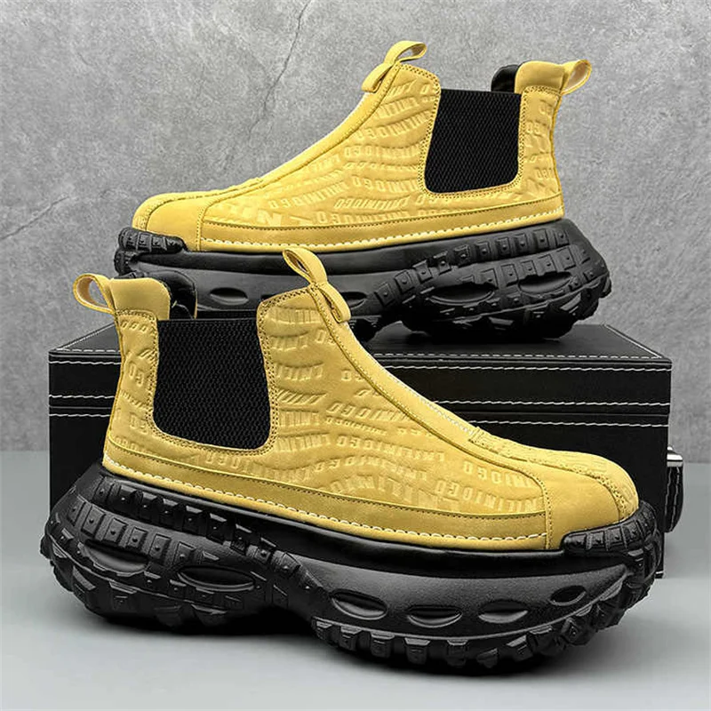 عالية الجودة الرجال منصة الأحذية مصمم الازياء عارضة عالية أعلى حذاء رجالي سميكة وحيد دراجة نارية حذاء من الجلد بوتاس الفقرة Hombre #3