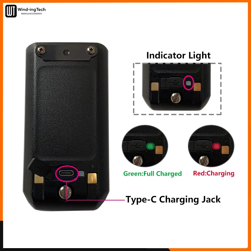 Baofeng UV-21 Pro V2 Li-ion Battery Original High Capacity DC 8.4V Type-C Charge UV21 Pro BL-21UV Battery For UV21 Walkie Talkie