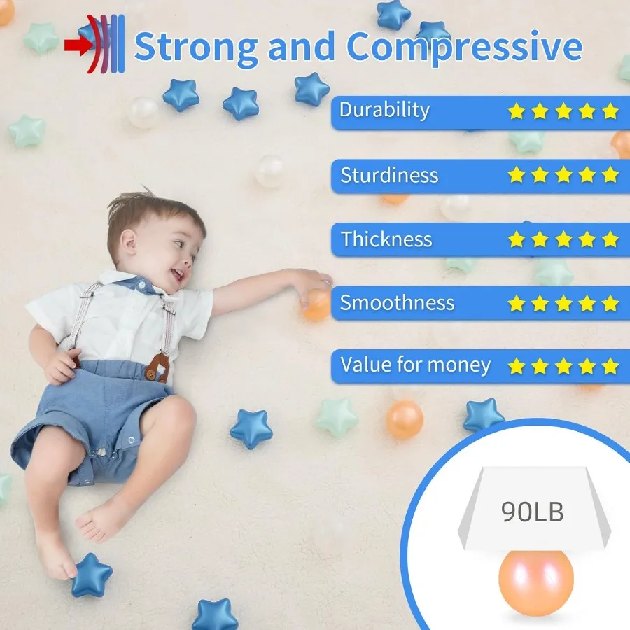 Ball Pit Balls 100pcs Crush Proof Plastic Star Balls 's Toy Balls Macaron Ocean Ball for Birthday Party Tent Games Pool