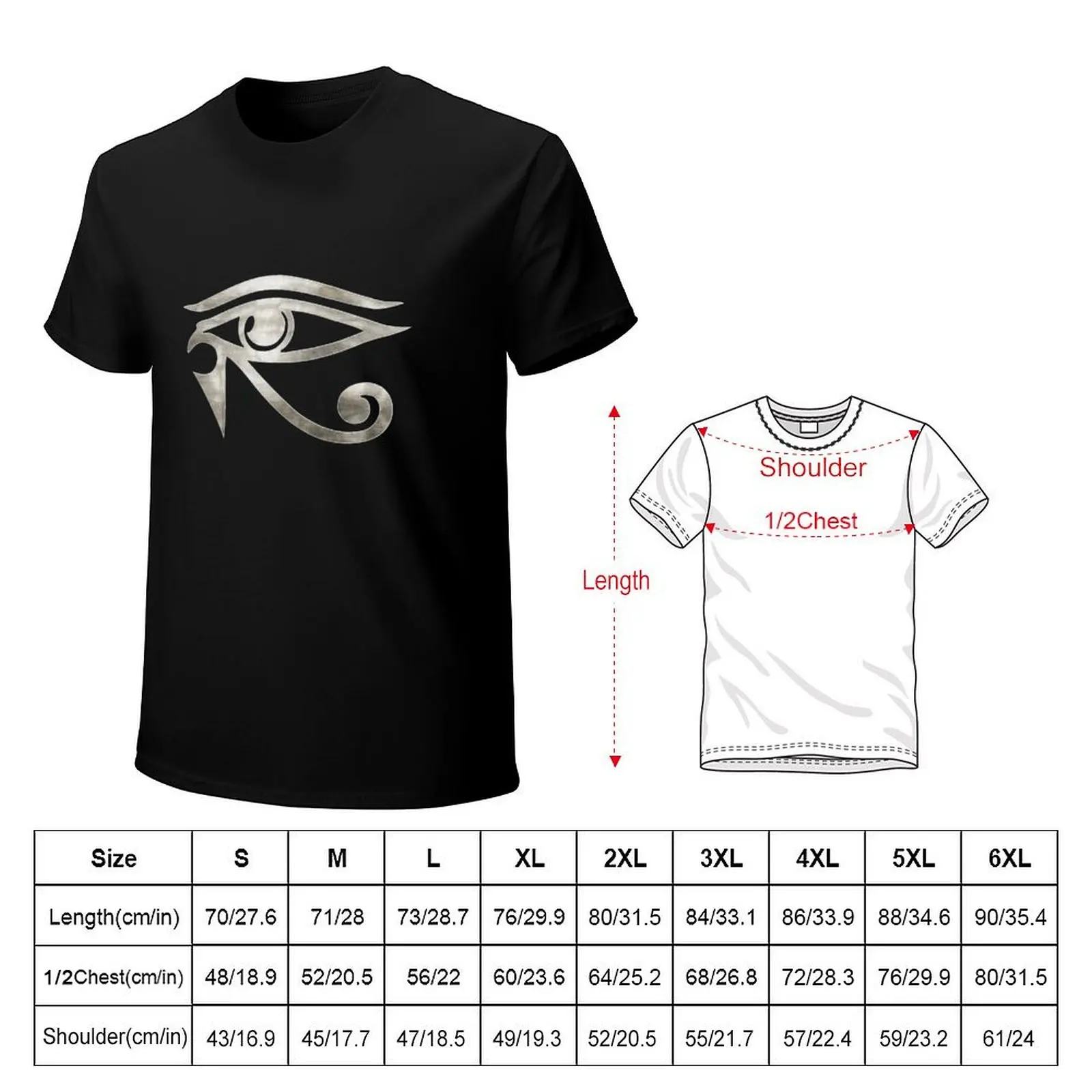 Eye of horus silver w T-Shirt Everyday Wear Basic Short Sleeve Top