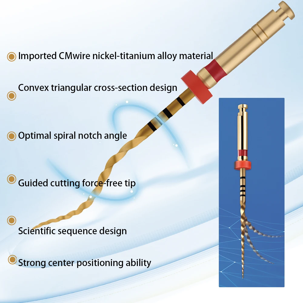 File gigi putar endodontik, bahan gigi, kikir saluran akar aktivasi panas Titanium nikel 25MM PRO 6 buah/kotak