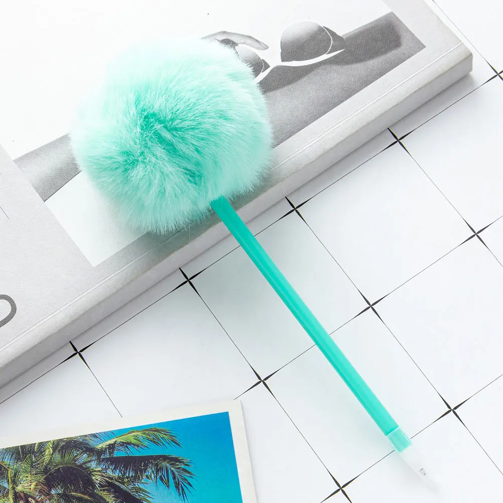 

5 шт., милые ручки с помпонами для красочных шариковых ручек, школьные и офисные принадлежности, забавный дизайн, забавная ручка, шариковая ручка