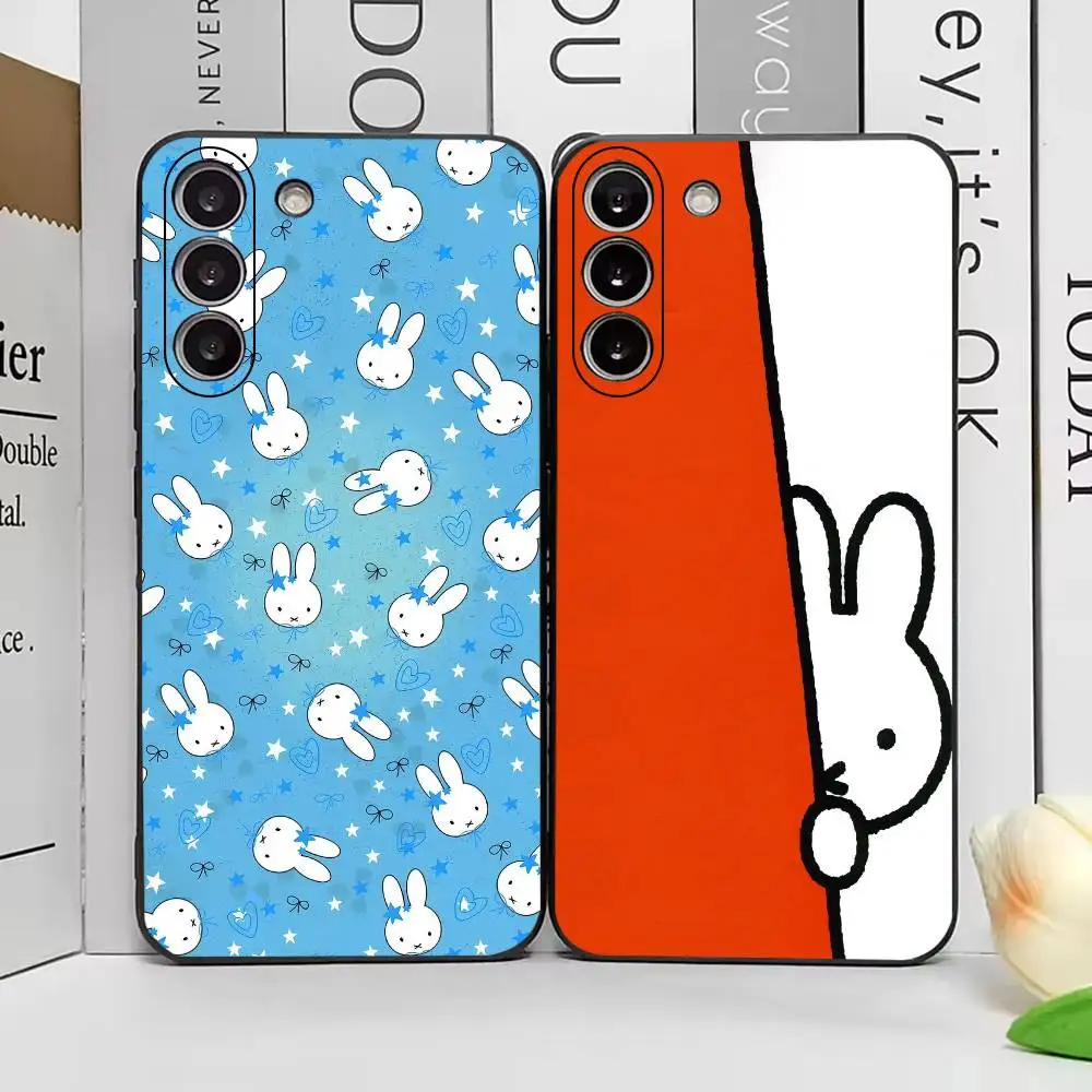 Kawaii M-Miffy Rabbit Gift Phone Case Black Silicone Soft For Samsung Galaxy A73,A72,A71,A70,A53,A52,A51