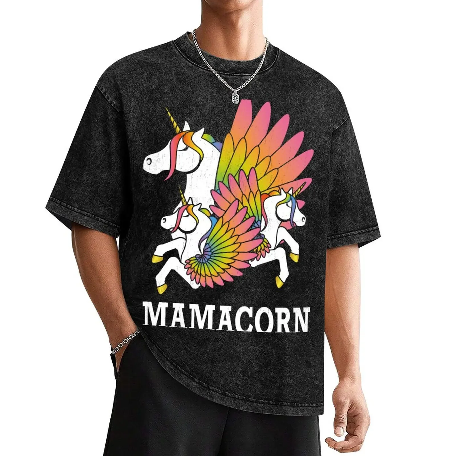 Mamacorn - Unicorn Mum with twins T-Shirt summer tops anime custom t shirt heavyweight t shirts for men