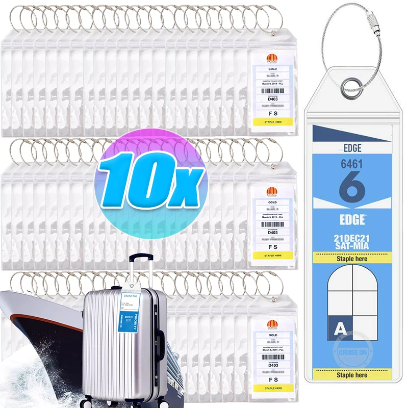 حامل علامة الأمتعة كروز، سحاب مقاوم للماء، ملصقات بلاستيكية شفافة من البولي فينيل كلوريد، حلقة مفاتيح من الفولاذ المقاوم للصدأ للسفر في الرحلات البحرية الكاريبية الملكية #2