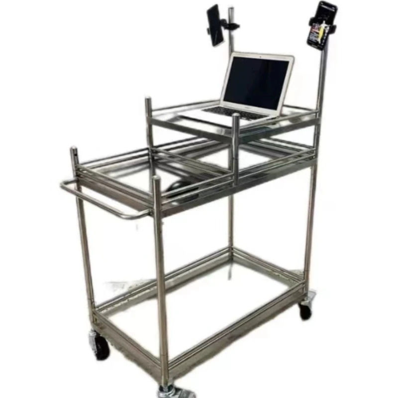 

Large and small stainless steel live streaming cart disassembly, portable display rack, stall truck, promotion platform