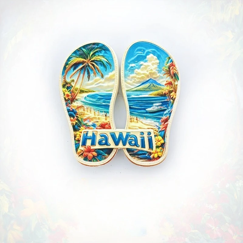 Hawaii Beach Fridge Magnet - Vibrant 3D Tropical Shore Souvenir Unique Hawaiian Travel Gift for Home & Office Vacation Decor