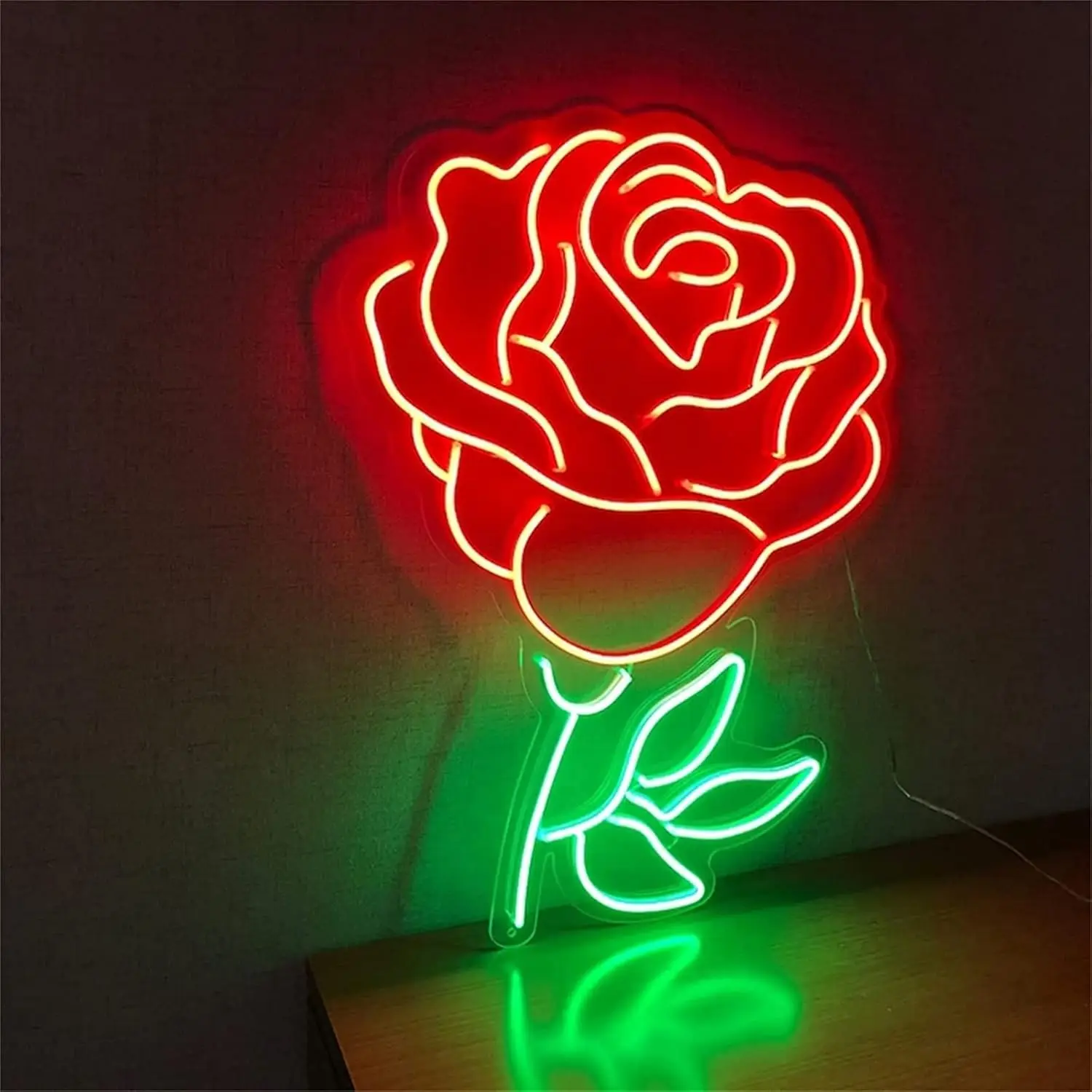 Rose Flower Neon Sign LED Modeling Neon Light For Wall Decor Bar Living Room Valentine's Day Gift Decor 40x26cm