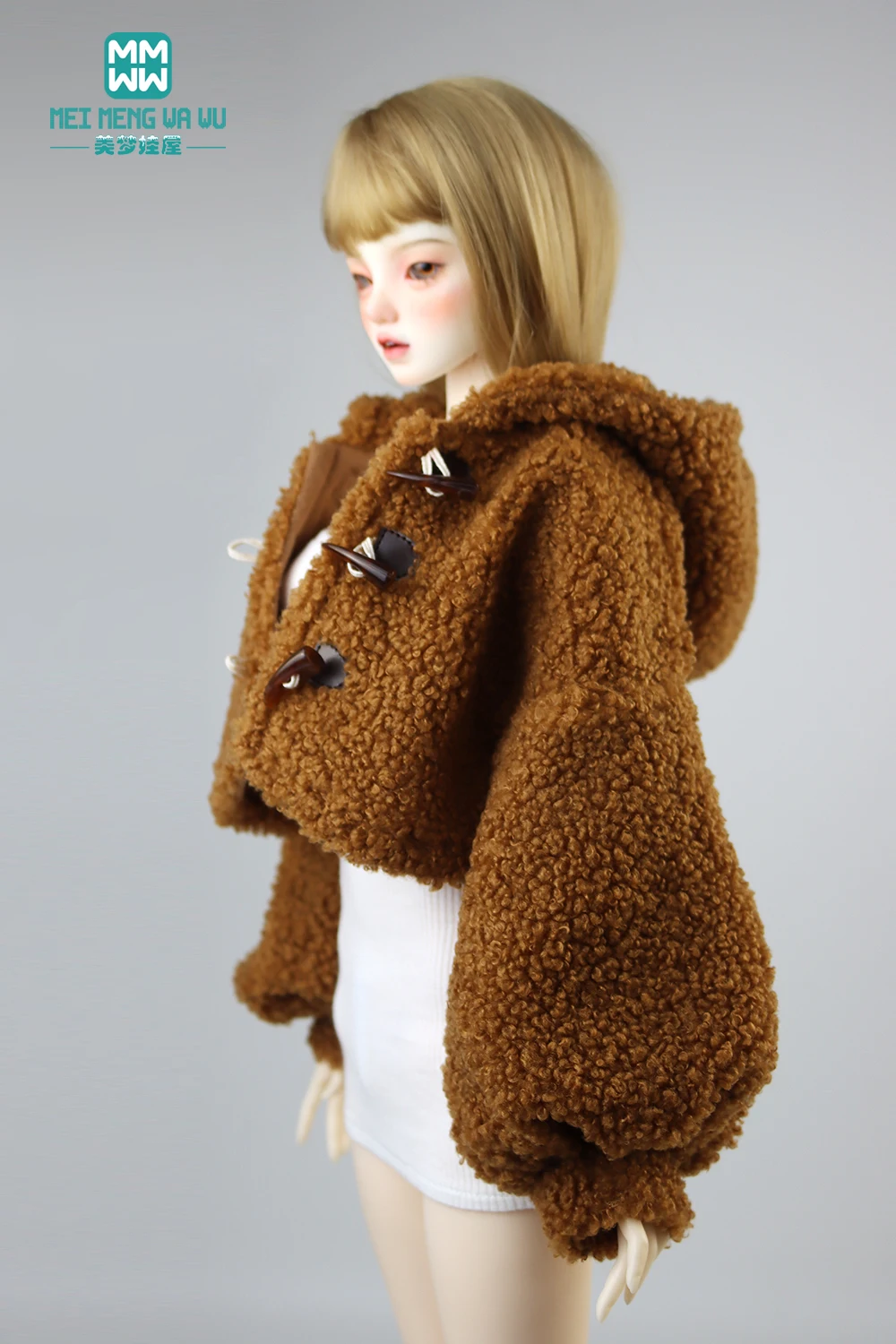 58-60cm 1/3 BJD Clothes Toy joint doll dress DD SD13 DD Fashion Sherpa Jacket brown light gold pink