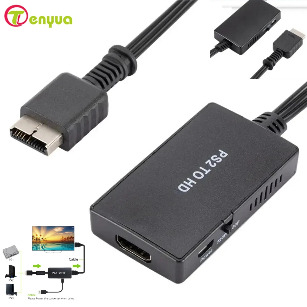 Plug and Play 1080P PC Game Display Mode HDTV Audio Video Converter PS2 To HD Adapter For PS1/2/3