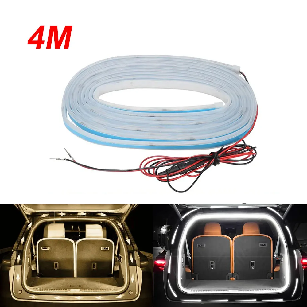 4M Car LED Trunk Light Luggage Light Start Scan Decorative Lights Flowing Auto Induction Dynamic Tail Box Light Car Universal