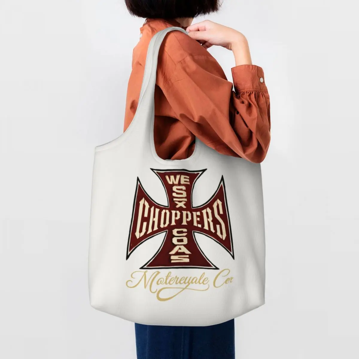 West Coast Choppers Logo Large Capacity Canvas Tote Bag Single Shoulder Work Commute Bag For Women Eco-Friendly Shopping Bag