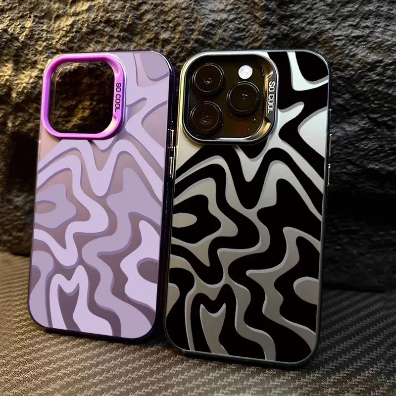 Черный чехол для телефона с водной рябью для iPhone 16, 15, 14, 13, 12, 11 Pro Max, противоударный бампер, задняя крышка для Iphone 15, чехол Funda Bumber