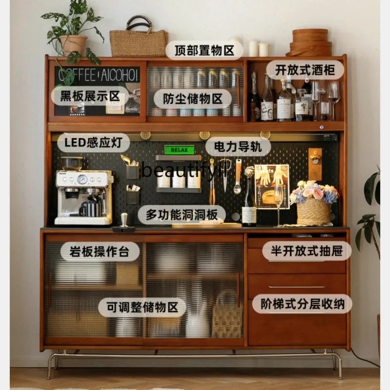 الشمال الرجعية خشب متين خزانة عالية الحائط المتكاملة المطبخ خزانة مشروبات روك مجلس خزانة K4050