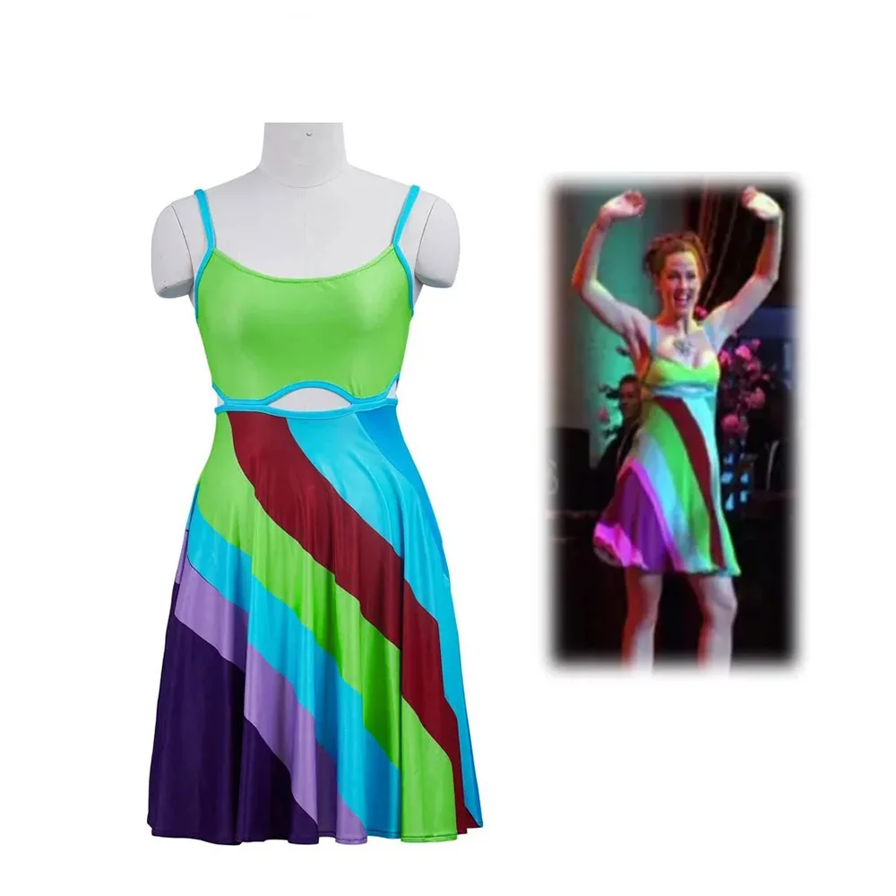 Movie Women's 13 Going On 30 Cosplay Costume Jenna Green Sexy Dress Rink Spaghetti Strap Mini Fancy Halloween Party