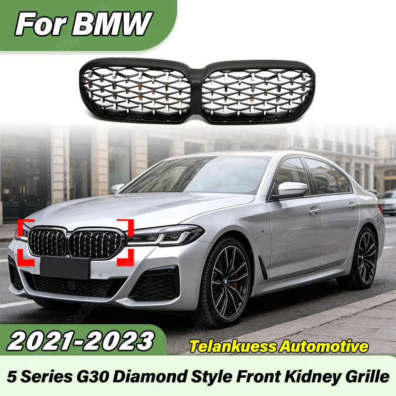 

For BMW 5 Series G30 2021 2022 2023 Car Diamond Style Front Bumper Air Intake Grille Sports Racing Radiator Protective Cover