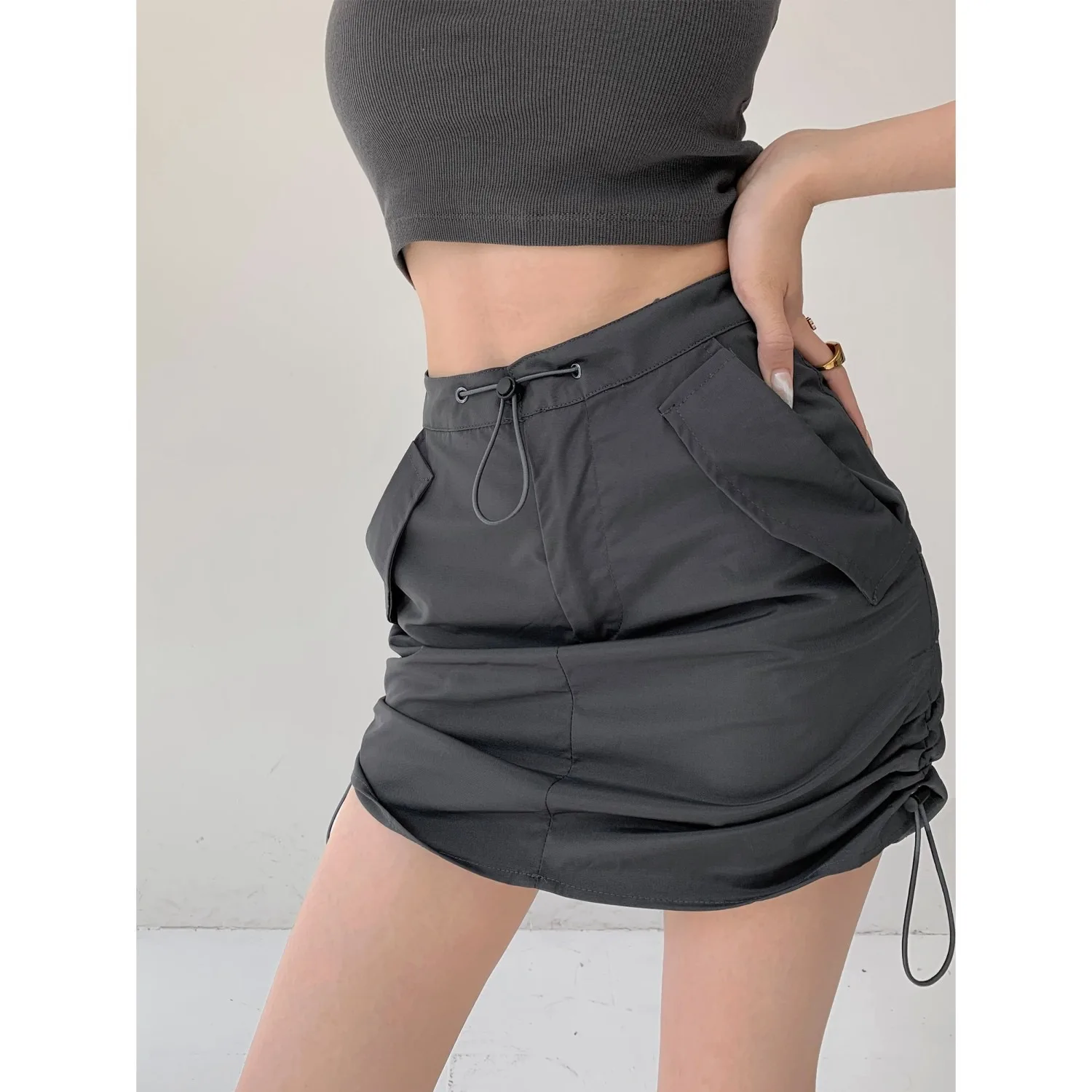 

Мини-юбки женские в корейском стиле на шнурке популярные девушки повседневная юбка-карго с высокой талией в стиле хип-хоп уличная женская короткая юбка