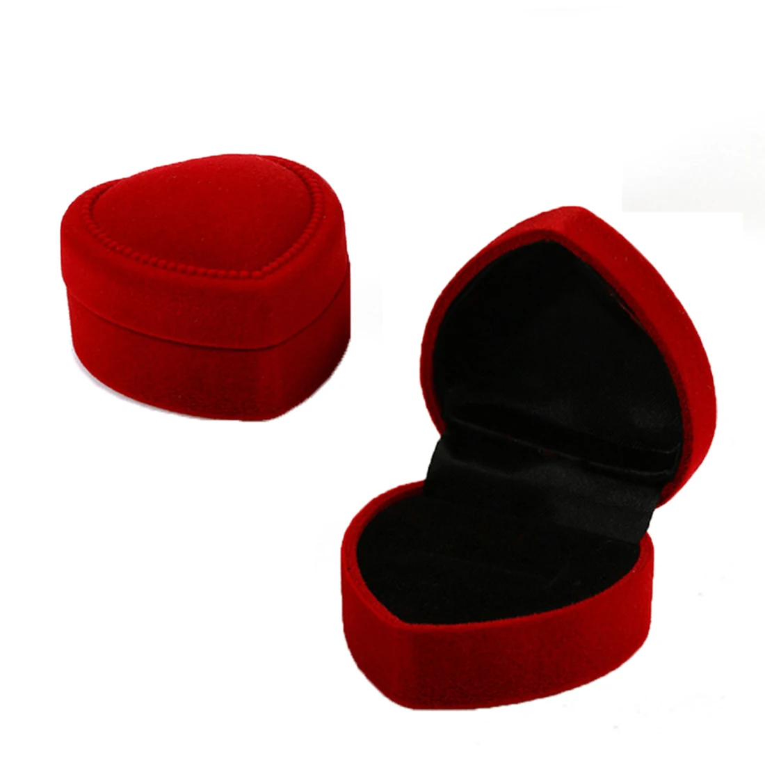 

Heart Shape Ring Boxes Velvet Red Jewelry Boxes Earrings Display Cases Holder Gift Box Wedding Ring Box Counter Display Rings