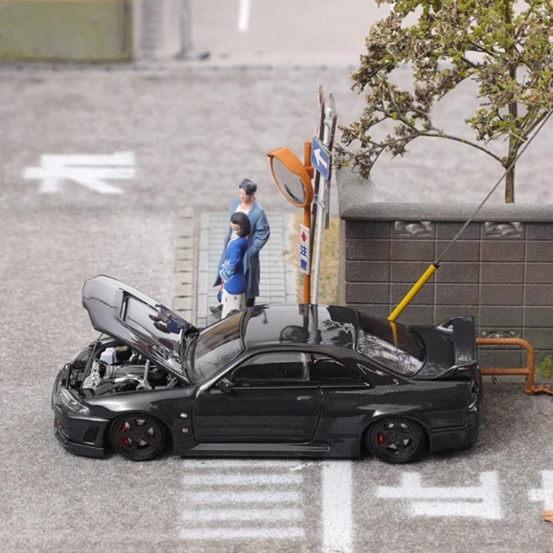 FH 1:64 Skyline GTR R33 Mins/400R Modified Simulation Alloy Car Model Classic Adult Souvenir Gift Static Display