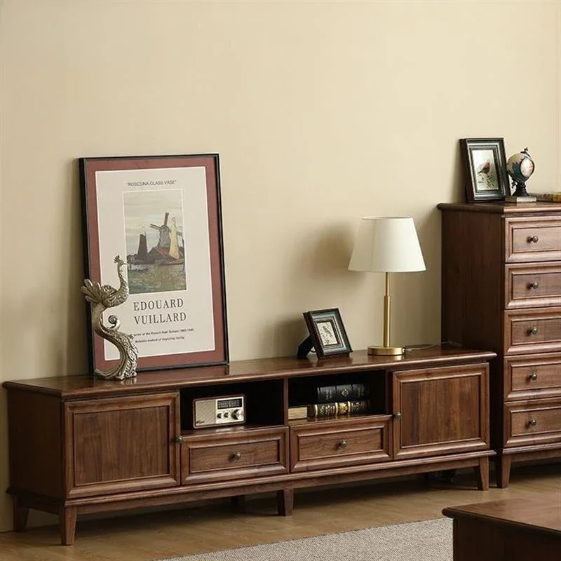 North American black walnut TV side cabinet, all solid wood simple living room storage locker
