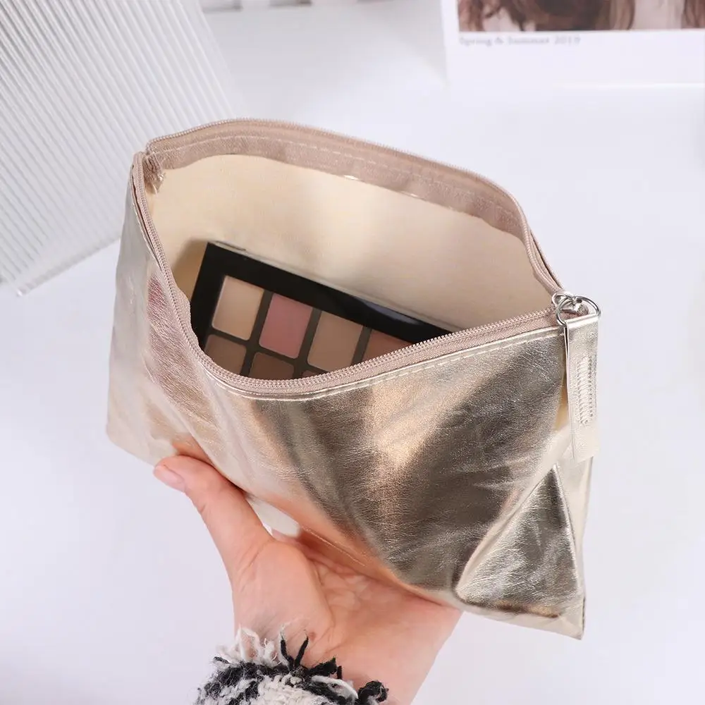 Simple Cosmetic Bag Bright PU Coin Purse Korean Style Wallet Zipper Coin Purse Solid Color Coin Purse Small Item Bag Outdoor