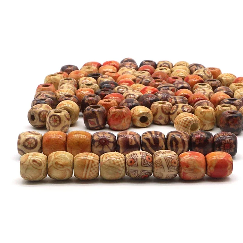 Painted Wooden Beads Spacer Round Big Hole Wood Loose Beads for Jewelry Making Charm Bracelet DIY Findings 9*10/11*12/16*17mm