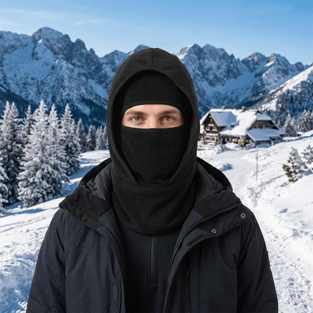 Doppellagige Balaclava-Fahrradkappe, Nackenschutz, Gesichtsmaske, warme Mütze, winddicht, kältebeständig, Ohrenschutzmütze – Detail 5