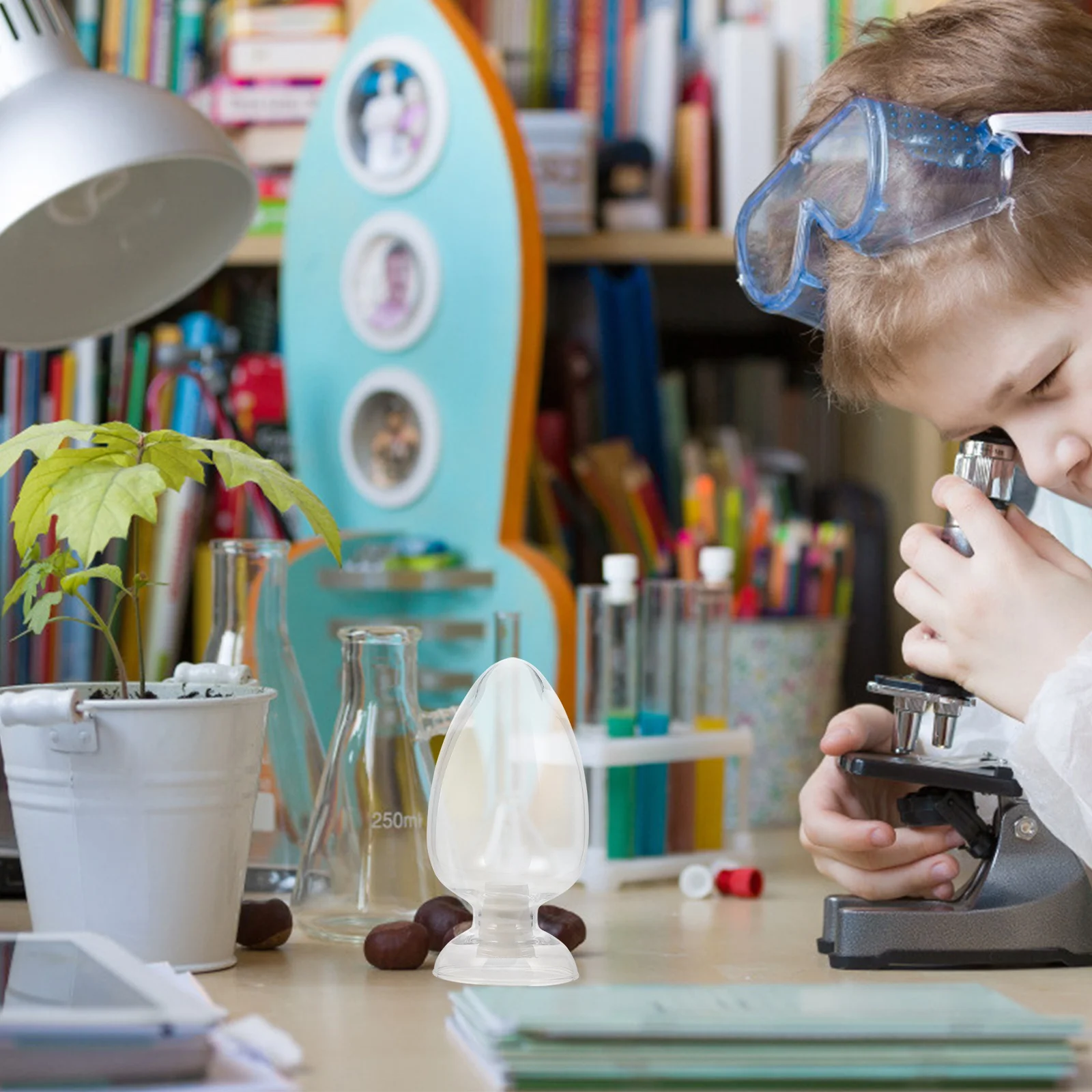 1Pcs Conical Glass Laboratory Bottle Transparent Sample Bottle with Stopper Lightweight for Science Study Conical Sample Bottles