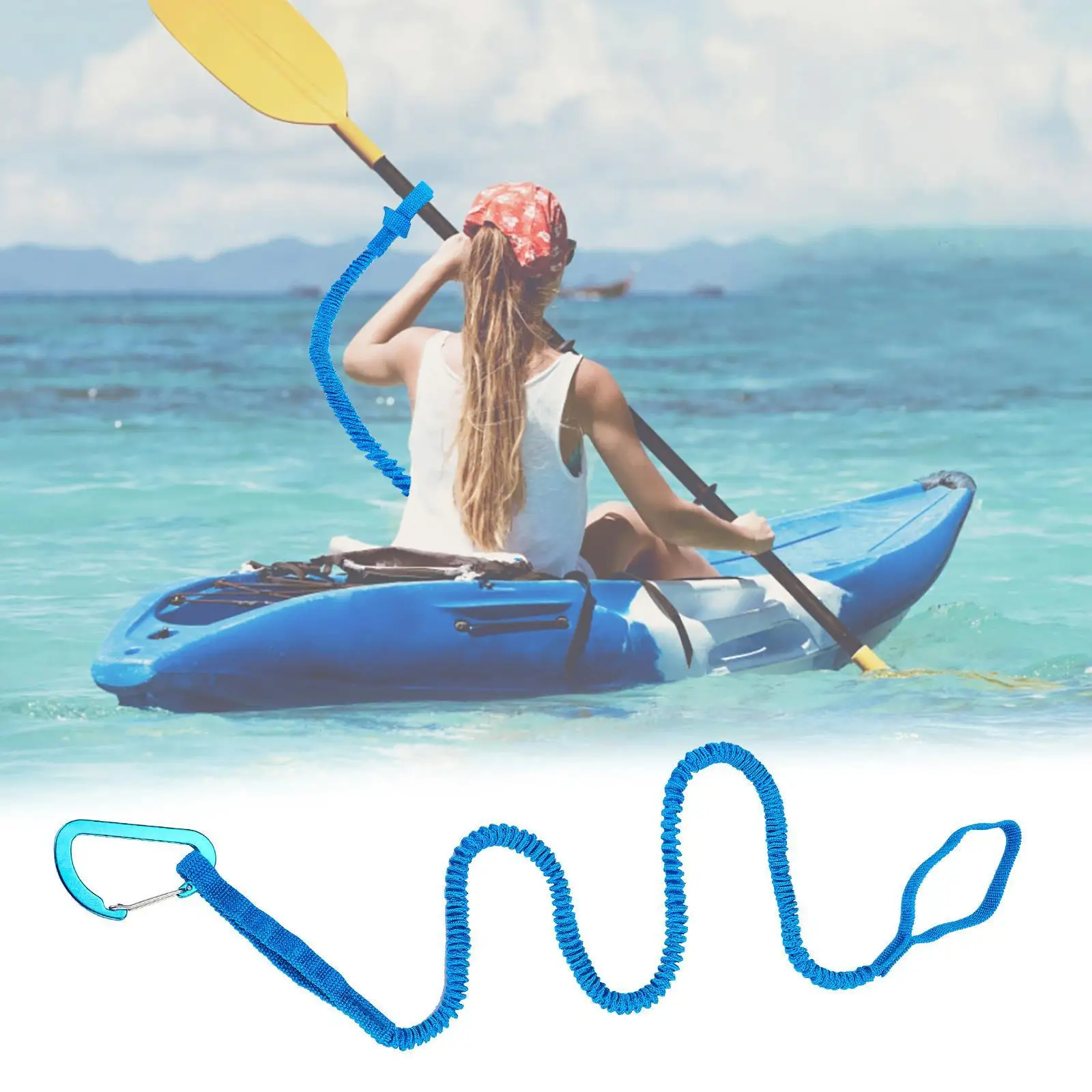 Multifunctional Kayak Paddle Leash Adjustable Elastic Rope Boating Accessories for Dinghy Paddle Keeper