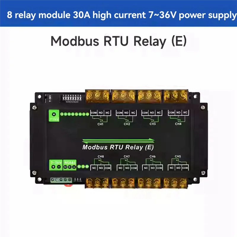 【جديد】8-Ch RS485 وحدة مرحل إيثرنت Modbus RTU بروتوكول عزل مختلف 30A وحدة مرحل عالية التيار