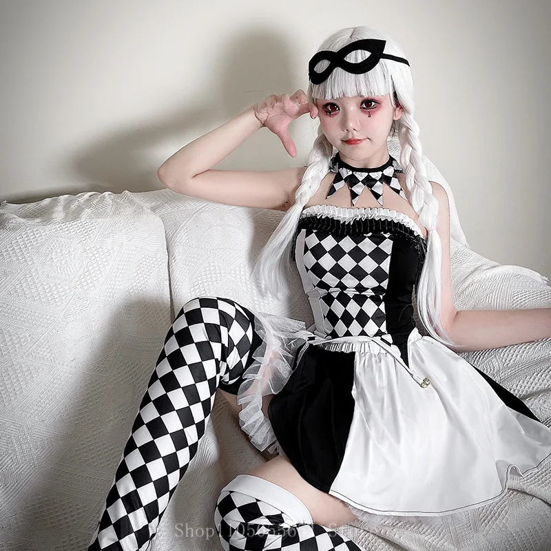 Цирковые костюмы клоуна на Хэллоуин, японское аниме, Лолита, женское праздничное платье для косплея, школьное платье для девочек, клоун, ролевая игра, клетчатая форма 2026