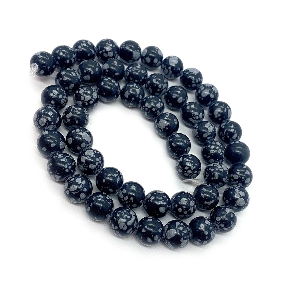 1 Strand Natural Snowflake Obsidian 6/8/10mm Round Polished Loose Bead Jewelry Accessory For DIY Making Necklace Bracelet Gift - Image 6