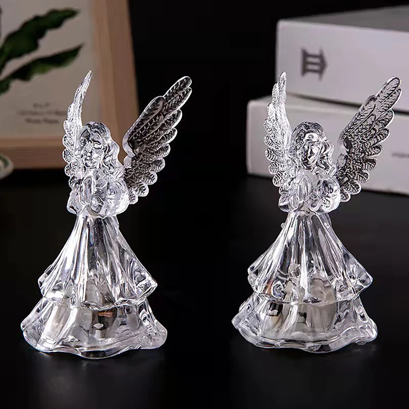 Colorido Glowing Crystal Wings Lâmpada de cabeceira, Estilo Anjo 3D, Desktop Night Light, Home Anjo Luzes LED